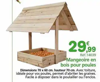 Provence Outillage Mangeoire en bois pour poules offre