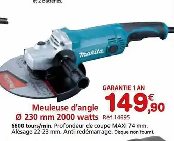 Provence Outillage Meuleuse d'angle ø 230 mm 2000 watts makita offre