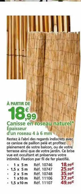 Provence Outillage Canisse en roseau naturel épaisseur d'un roseau 4 à 6 mm offre