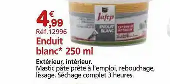 Provence Outillage Enduit blanc 250ml jafep offre