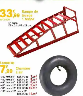 Provence Outillage Rampe de levage 1 tonne, chambre à air offre