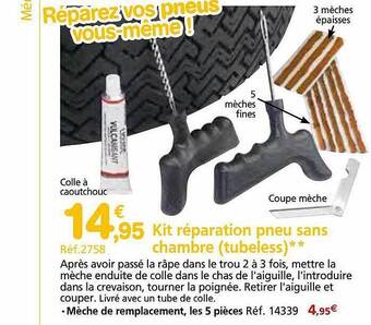 Provence Outillage Kit réparation pneu sans chambre (tubeless) offre