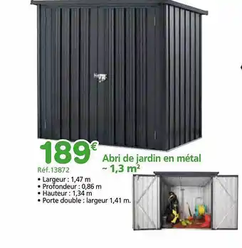 Provence Outillage Abri de jardin en métal - 1,3 m² offre