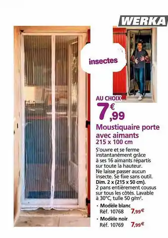 Provence Outillage Moustiquaire porte avec aimants 215 x 100 cm werka offre