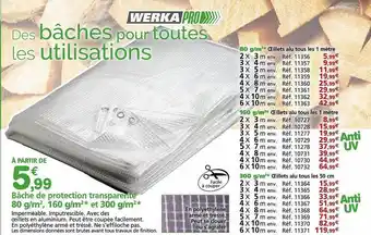 Provence Outillage Bâche de protection transparente 80 g-m², 160 g-m² et 300 g-m² werka pro offre