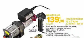 Provence Outillage Treuil électrique 12v à fixer 2,2 tonnes - 550w offre