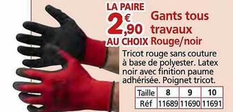 Provence Outillage Gants tous travaux rouge-noir offre