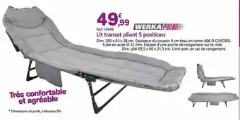 Provence Outillage Lit transat pliant 5 positions werka pro offre