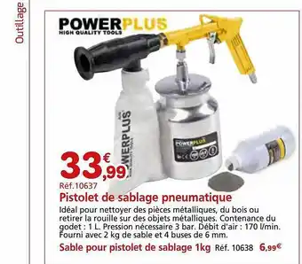 Provence Outillage Pistolet de sablage pneumatique power plus, sable pour pistolet de sablage 1 kg power plus offre