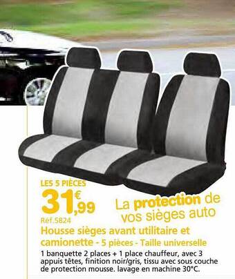 Provence Outillage Housse sièges avant utilitaire et camionette - 5 pièces - taille universelle offre