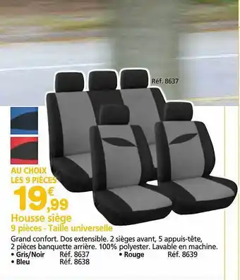 Provence Outillage Housse siège 9 pièces - taille universelle offre