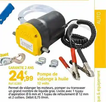 Provence Outillage Pompe de vidange à huile 12 volts offre