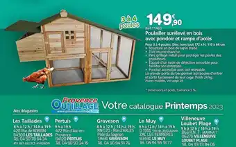 Provence Outillage Poulailler surélevé en bois avec pondoir et rampe d'accès offre