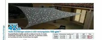 Provence Outillage Voile d'ombrage solaire à led rectangulaire 160 g-m² offre