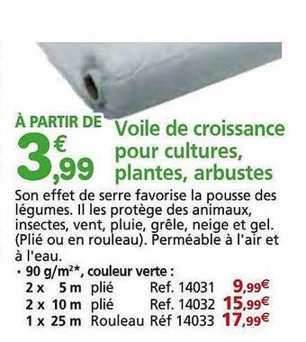 Voile de croissance pour cultures, plantes, arbustes