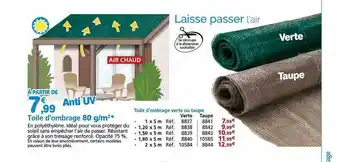 Provence Outillage Toile d'ombrage 80 g-m², toile d'ombrage verte ou taupe offre