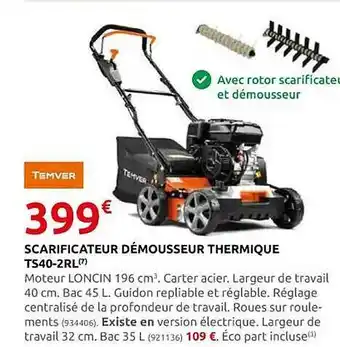 Rural Master Scarificateur démousseur thermique ts40-2rl temver offre