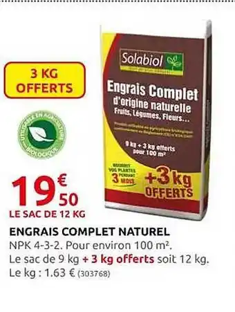 Rural Master Engrais complet naturel solabiol offre