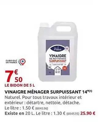 Vinaigre ménager surpuissant 14°