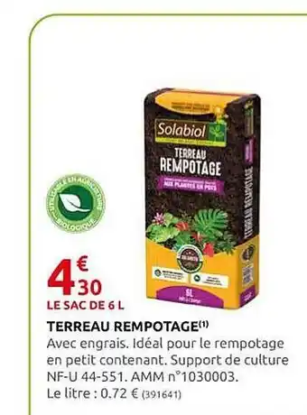 Rural Master Terreau rempotage solabiol offre