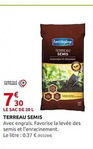 Rural Master Terreau semis fertiligène offre
