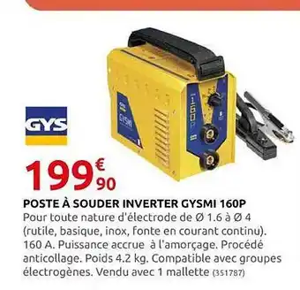 Rural Master Poste à souder inverter gysmi 160 p gys offre