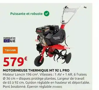 Rural Master Motobineuse thermique mt 92 l pro temver offre