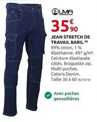 Rural Master Jean stretch de travail baril olivia offre