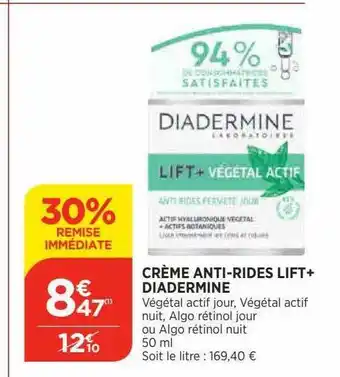 Bi1 Crème anti-rides lift+ diadermine offre