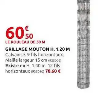 Rural Master Grillage mouton h. 1.20 m offre