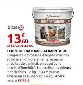 Terre de diatomée alimentaire
