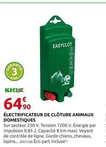 Rural Master Électrificateur de clôture animaux domestiques kidoz offre