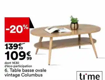 BUT Table basse ovale vintage columbus ti'me offre
