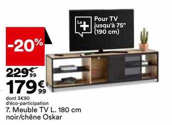 BUT Meuble tv l. 180 cm noir-chêne oskar offre