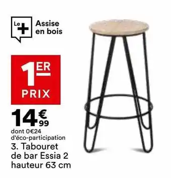 BUT Tabouret de bar essia 2 hauteur 63 cm offre