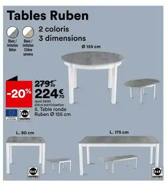BUT Table ronde ruben ø 155 cm offre