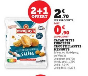 Hyper U Cacahuètes enrobées croustillantes menguy's offre