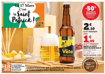 Hyper U Bière le petit vélo blonde bio 5° offre