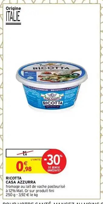 Intermarché Ricotta casa azzurra offre