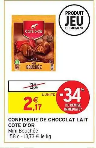 Intermarché Confiserie de chocolat lait côte d'or offre