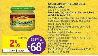 Intermarché Sauce apéritif guacamole old el paso offre
