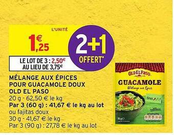 Intermarché Mélange aux épices pour guacamole doux old el paso offre