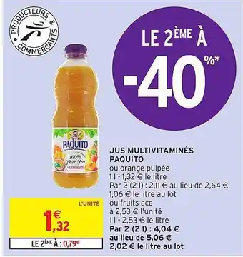 Intermarché Jus multivitaminés paquito offre
