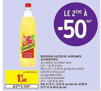 Intermarché Boisson gazeuse agrumes schweppes offre