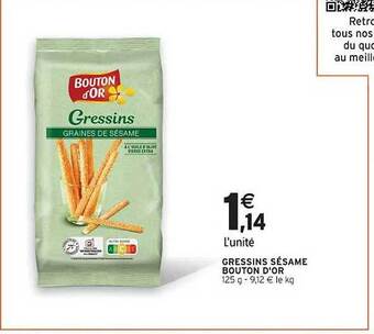 Intermarché Contact Gressins sésame bouton d'or offre