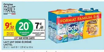 Intermarché Contact Lait uht demi-écrémé lactel offre
