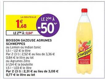 Intermarché Contact Boisson gazeuse agrumes schweppes offre