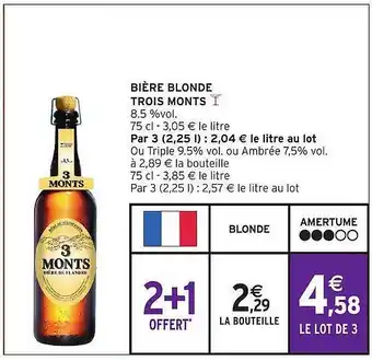 Intermarché Bière blonde trois monts offre