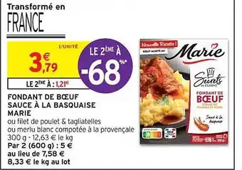 Intermarché Contact Fondant de bœuf sauce à la basquaise marie offre