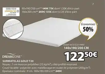 JYSK Surmatelas gold t20 dreamzone offre
